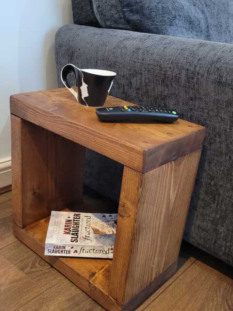 Slim Handmade Solid Rustic - 50cm Mini Side Sofa Cube Coffee Table 14.5cm- 17cm- 19.5cm- 22 cm Deep - image 1