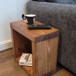 Slim Handmade Solid Rustic - 50cm Mini Side Sofa Cube Coffee Table 14.5cm- 17cm- 19.5cm- 22 cm Deep - thumbnail 2