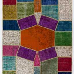 Multicolor Handmade Turkish Patchwork Rug - thumbnail 2