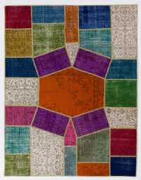 Multicolor Handmade Turkish Patchwork Rug - thumbnail 1