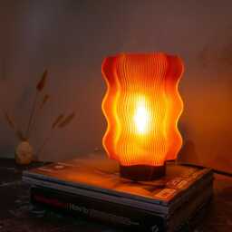 Reef Amber - Small Led Table Lamp Wavy Coral Design, Cozy Retro Night Light, Boho Home Decor