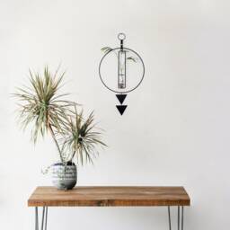Hydroponic Plant Holder Black Metal, Glass, Propagation Station Wall Hanging, Tube Wall, Propagating Plants - thumbnail 2