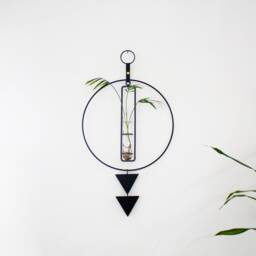 Hydroponic Plant Holder Black Metal, Glass, Propagation Station Wall Hanging, Tube Wall, Propagating Plants