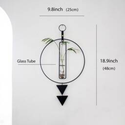 Hydroponic Plant Holder Black Metal, Glass, Propagation Station Wall Hanging, Tube Wall, Propagating Plants - thumbnail 3