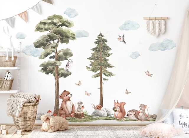 Woodland Animal Wall Stickers, Decals For Children's Rooms, Stickers Baby Room Decor Dl858 - image 1