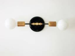 Modern Double Wall Brass Sconce Lamp Light Fixture Bedroom Vanity Black Gold Mid - thumbnail 1
