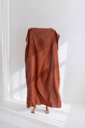 Rust Linen Beach Towel, Lightweight Travel Sarong, Eco-Friendly - thumbnail 1