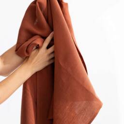 Rust Linen Beach Towel, Lightweight Travel Sarong, Eco-Friendly - thumbnail 3
