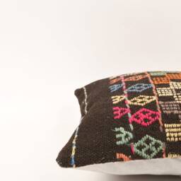Vintage Kilim Pillow Cover Handwoven Turkish Wool Cushion - 16x16 - thumbnail 4