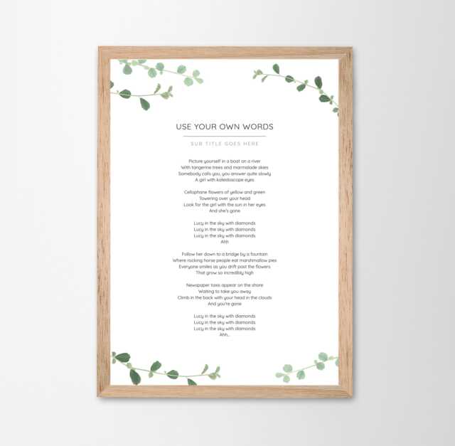Use Your Own Words Personalised Poem Print Anniversary Gift Framing Floral Wall Decor Handmade Custom Made Wedding Remembrance - image 1