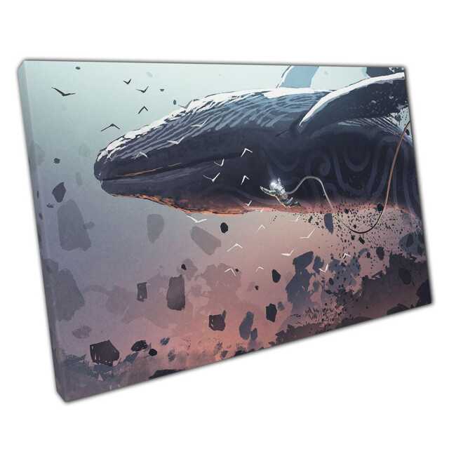 Celestial Whale & Astronaut Canvas Enchanting Space Fantasy Wall Art For Home Office Decor - image 1