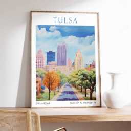 Tulsa Oklahoma Print, Skyline Wall Art, Cityscape Tusla Travel Print - thumbnail 2