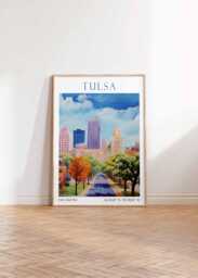 Tulsa Oklahoma Print, Skyline Wall Art, Cityscape Tusla Travel Print - thumbnail 1