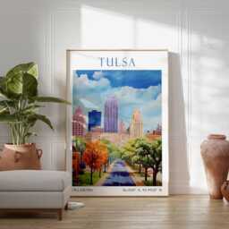 Tulsa Oklahoma Print, Skyline Wall Art, Cityscape Tusla Travel Print - thumbnail 3