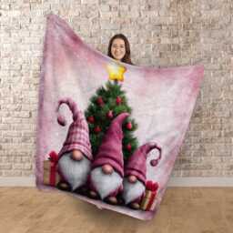 Pink Christmas Gonks - Fleece Blanket 150cm X