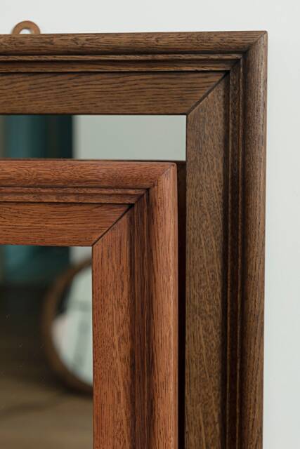 Handcrafted Oak Wall Mirror Modern Solid Wood Frame, Vertical/Horizontal - image 1