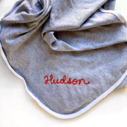 Personalized Baby Blanket, Embroidered Newborn Gift, Custom Blanket With Name, New Keepsake Chainstitch Embroidery - thumbnail 2