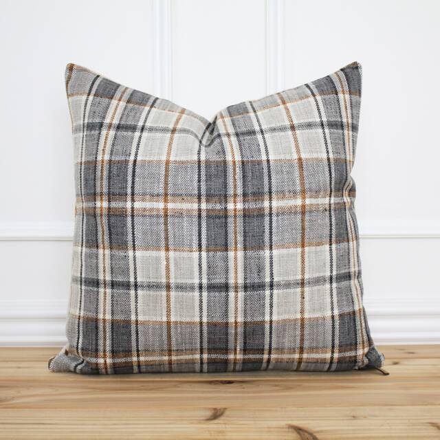 Gray Plaid Pillow Cover Throw Decorative Fall Farmhouse 20 X 16 26 -- Autumn - image 1