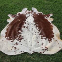 New Large Brown & White Cowhide Rug Brazilian Cow Hide Area 5 X 6 - thumbnail 2