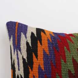 Handmade Turkish Kilim Pillow Embroidered Wool Cushion Cover - 18''x18'' - thumbnail 2