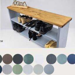 Handmade Solid Wood Shoe Rack Bench & Coat Set - Entryway Organizer - thumbnail 2