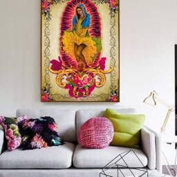 La Guadalupe Marilyn - The Mexican Virgin With The Monroe Pose Hyper Flowery Kitsh Humor Dress Lifted By Wind - thumbnail 3