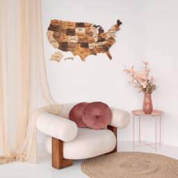 Us Wood Map Apartment Decor Travel Gifts, Push Pin 5Th Anniversary Gift Wooden Wall Art, Above Bed Of The United States - thumbnail 3