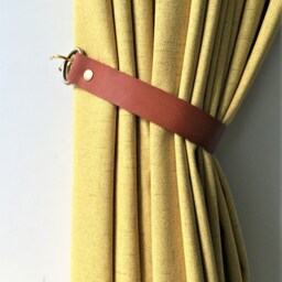 Minimalist Leather Curtain Tieback - Vegetable Tanned, Boho Window Strap - thumbnail 2