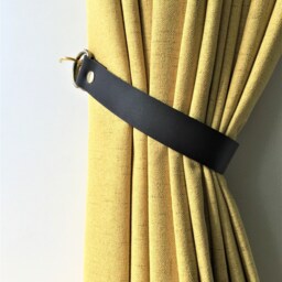 Minimalist Leather Curtain Tieback - Vegetable Tanned, Boho Window Strap - thumbnail 3