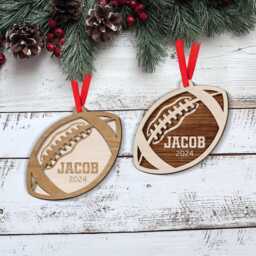 Personalized Football Ornament, Christmas Decor, Ball Gift, Player, Sport Coach 2-Layer Wooden Ornament - thumbnail 2