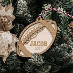 Personalized Football Ornament, Christmas Decor, Ball Gift, Player, Sport Coach 2-Layer Wooden Ornament - thumbnail 3