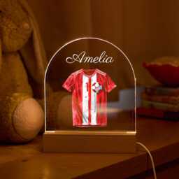 Personalised Football Night Light Name Led Lamp Soccer Shirt Theme Kids Room Decor Gift For Boys Birthday With Wooden Base First 1 - thumbnail 4