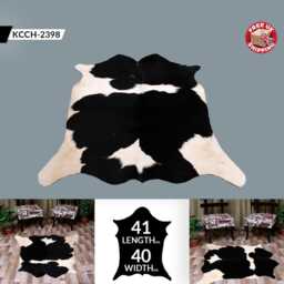 Black & White Cowhide Rug Small Natural Hair-On Leather - 41x40 Inches - thumbnail 2