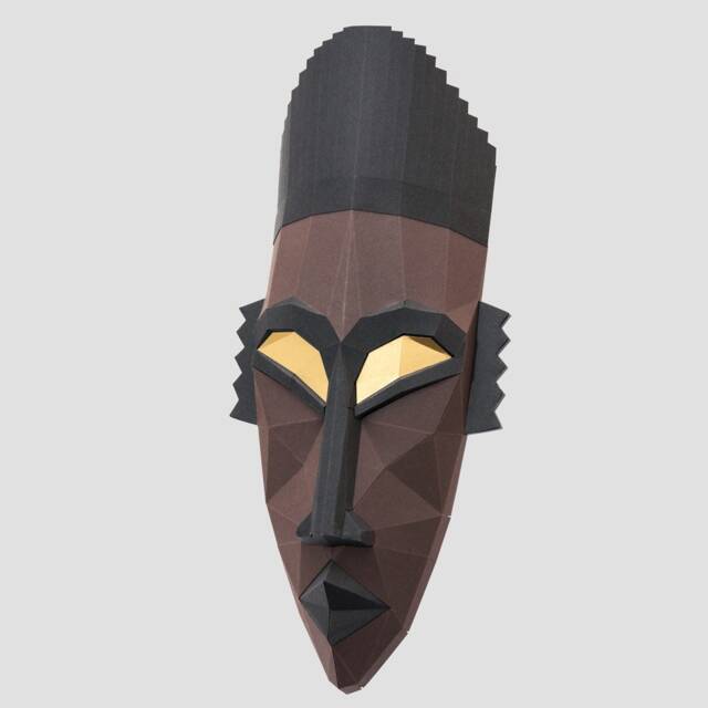 Tribal African Mask, Papercraft, Wall Decor, 3D Mask Template - image 1