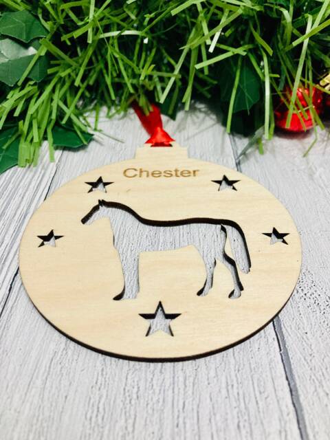 Personalised Wooden Horse Ornament Custom Pony Christmas Bauble - image 1