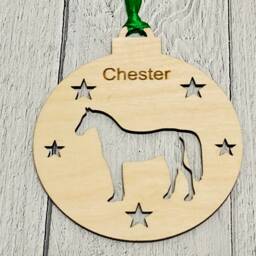 Personalised Wooden Horse Ornament Custom Pony Christmas Bauble - thumbnail 2