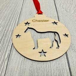 Personalised Wooden Horse Ornament Custom Pony Christmas Bauble - thumbnail 3