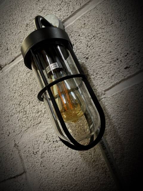 Industrial Bathroom Wall Light Ip44 Glass Dome Fitted To A Conduit Box - image 1