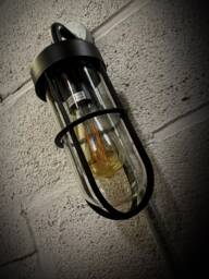 Industrial Bathroom Wall Light Ip44 Glass Dome Fitted To A Conduit Box