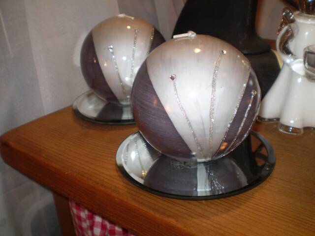Luxury German Christmas Diamante, Glitter Graphite Grey & Silver Ball Candle, Slow Burning, Natural Plant Wax