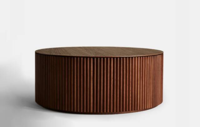 Fluted Mango Wood Coffee Table - Round Center - image 1