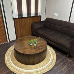 Fluted Mango Wood Coffee Table - Round Center - thumbnail 3
