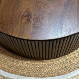 Fluted Mango Wood Coffee Table - Round Center - thumbnail 4