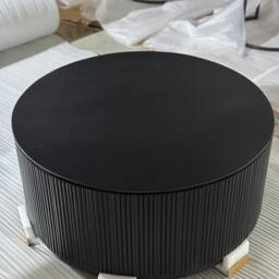 Fluted Mango Wood Coffee Table - Round Center - thumbnail 2
