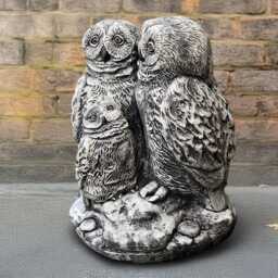 Outdoor Family Owl Statue Concrete Figurine Stone Bird Ornament Cement Garden & Home Decoration Lover Gift Yard Art Lawn Sculpture - thumbnail 2