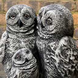 Outdoor Family Owl Statue Concrete Figurine Stone Bird Ornament Cement Garden & Home Decoration Lover Gift Yard Art Lawn Sculpture - thumbnail 3
