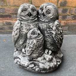Outdoor Family Owl Statue Concrete Figurine Stone Bird Ornament Cement Garden & Home Decoration Lover Gift Yard Art Lawn Sculpture