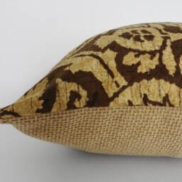 Damask Pillow Cover Brown & Tan Cotton Throw - 16x16 - thumbnail 3