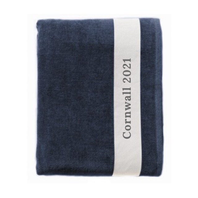 Personalised Navy Embroidery Large Cotton Beach Towel - image 1