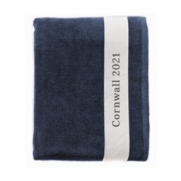 Personalised Navy Embroidery Large Cotton Beach Towel